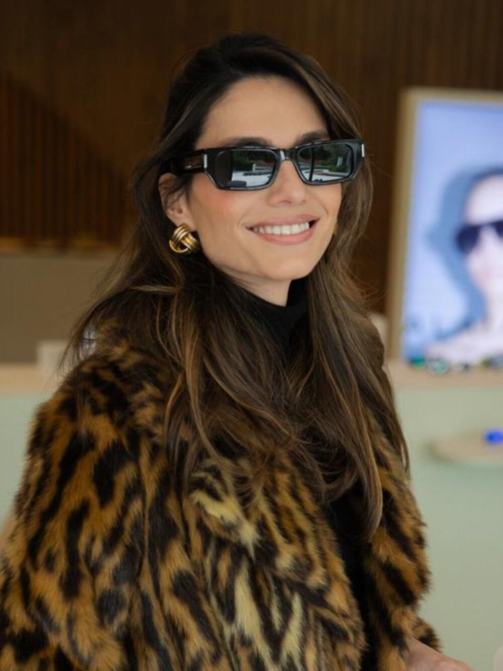 Saint Laurent SL660 002 Unisex Rectangle Sunglasses - Havana / Grey - Picture 8 of 13